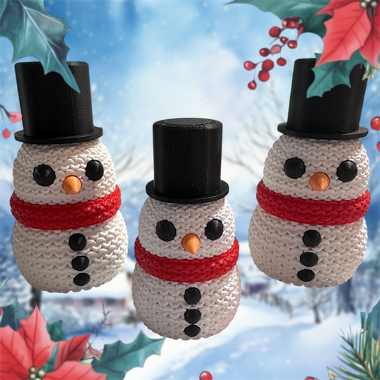 3D-Printed Knitted-Look Snowman – Festive Holiday Decoration, 5” Tall