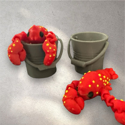 3D-Printed Lobster in a Bucket Collectible – Unique & Playful Decor