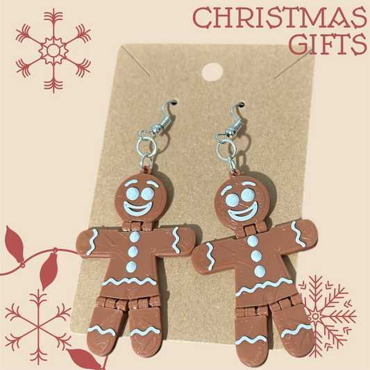 3D-Printed Gingerbread Man Earrings – Festive and Fun Holiday Accessory